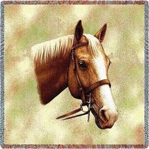 54x54 PALOMINO HORSE Lap Square Tapestry Throw Blanket - £42.84 GBP