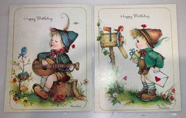 2 Vintage Anneliese Little Helper Happy Birthday Greeting Cards UNUSED 1984 - £4.61 GBP