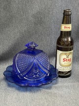 Vintage Cobalt Blue Glass Covered Butter/Cheese Dish - £31.27 GBP