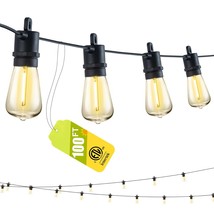 Led Outdoor String Lights Waterproof - 100Ft(50Ft*2) Patio Lights With 34 Vintag - £56.93 GBP
