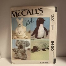 McCall&#39;s 6400 RARE Australian Plush Kangaroo, Platypus, Koala, Penguin Uncut - £15.52 GBP