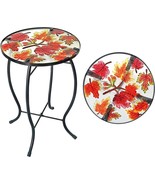 Patio Side Table End Accent Round Garden Glass Coffee Small Indoor Outdo... - £43.51 GBP