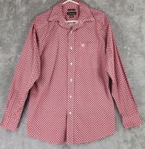 Ariat Shirt Mens Medium Red Western Cowboy Stretch Button Down Long Sleeve - $29.69