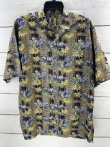 Tori Richard Honolulu Shirt Hawaiian Cotton Lawn Palm Trees Size Large Floral - £14.28 GBP