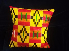 Yellow &amp; Pink African Ankara prints 2-Sides Throw pillow Decor cover- 16... - $9.99