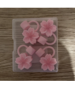 4 Pc Straw Cover Caps Pink Flower design Compatible w Stanley NEW - $11.28