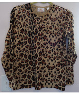 Quacker Factory Ladies Cardigan Sweater Top Size Small Rhinestone Leopar... - £19.66 GBP