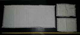 3 Vintage Handmade Rectangular Crochet Edge -1 Runner 2 Doilies - £18.16 GBP