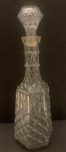 Vintage clear Glass hexagonal bottle decanter w stopper diamond &amp; flower... - £27.30 GBP