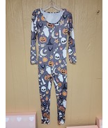 Womens One Piece Sleepwear Pajamas Halloween Jumper sz Small Gray - $29.02