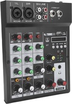 Portable Audio Mixer, Portable 4 Channel BT Mixing Console Digital Audio... - £35.65 GBP