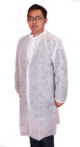 Pack of 30 White White Poly Lab Coat with No Pockets, Snap Front, Large ... - £61.38 GBP