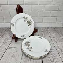 4 Johann Haviland Bavaria Germany Bread Plates Dessert Gray Rose Beige  - $21.18