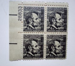 Vintage Abraham Lincoln 4 Cent United States Plate Block of 4 Postage Stamps - £110.16 GBP
