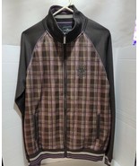 MARC ECKO Cut &amp; Sew Plum Purple &amp; Brown Plaid Track Jacket Coat - L - $790.63 MXN