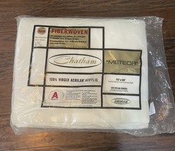 Vintage Chatham Acrylic Meteor Blanket White Full Size  Satin Trim NEW - $59.39