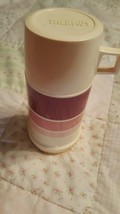 Vintage Thermos Off White With 3 Stripes. Holds 1 &amp; 1/4 Cups. - $9.89
