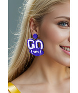 Bluing Beaded Go Rugby Football Earrings - $8.72 CAD