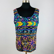 A K F NY Womens No Size 42 Inch Bust  Colorful Tribal Patchwork Sleeveless Top - £15.28 GBP