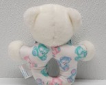 Vintage Carter&#39;s Bear Handheld Ring Rattle Baby Plush Toy 6&quot; White Blue ... - $18.01