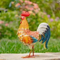 Zaer Ltd. 21&quot; Tall Galvanized Iron Rooster Garden Figurines in Assorted ... - £87.88 GBP+