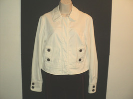Worth Jean Jacket Women&#39;s Size 8 Off-White, Hidden Snap Closure - £25.45 GBP