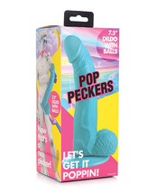Pop Peckers 7.5&quot; Dildo W/balls - Blue - £14.00 GBP