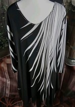 Valentina Blouse Size XL Black/White Sequin 3/4 Sleeve  - £17.22 GBP