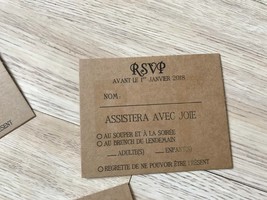 50pieces Kraft Paper RSVP cards with pirnting,Laser cut Thank You Cards,... - $30.50