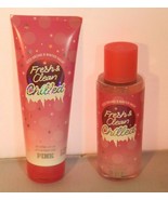 Victoria&#39;s Secret Pink Fresh &amp; Clean Chilled Body Mist + Lotion LIMITED ... - £22.57 GBP