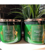 Bath And Body Works mahogany apple 3-wick Scented Candle Lot of 2 rare HTF - $79.15
