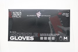 Barber Strong Black Nitrile Gloves Non-Slip, Textured Grip Medium - 100 PK - £15.78 GBP