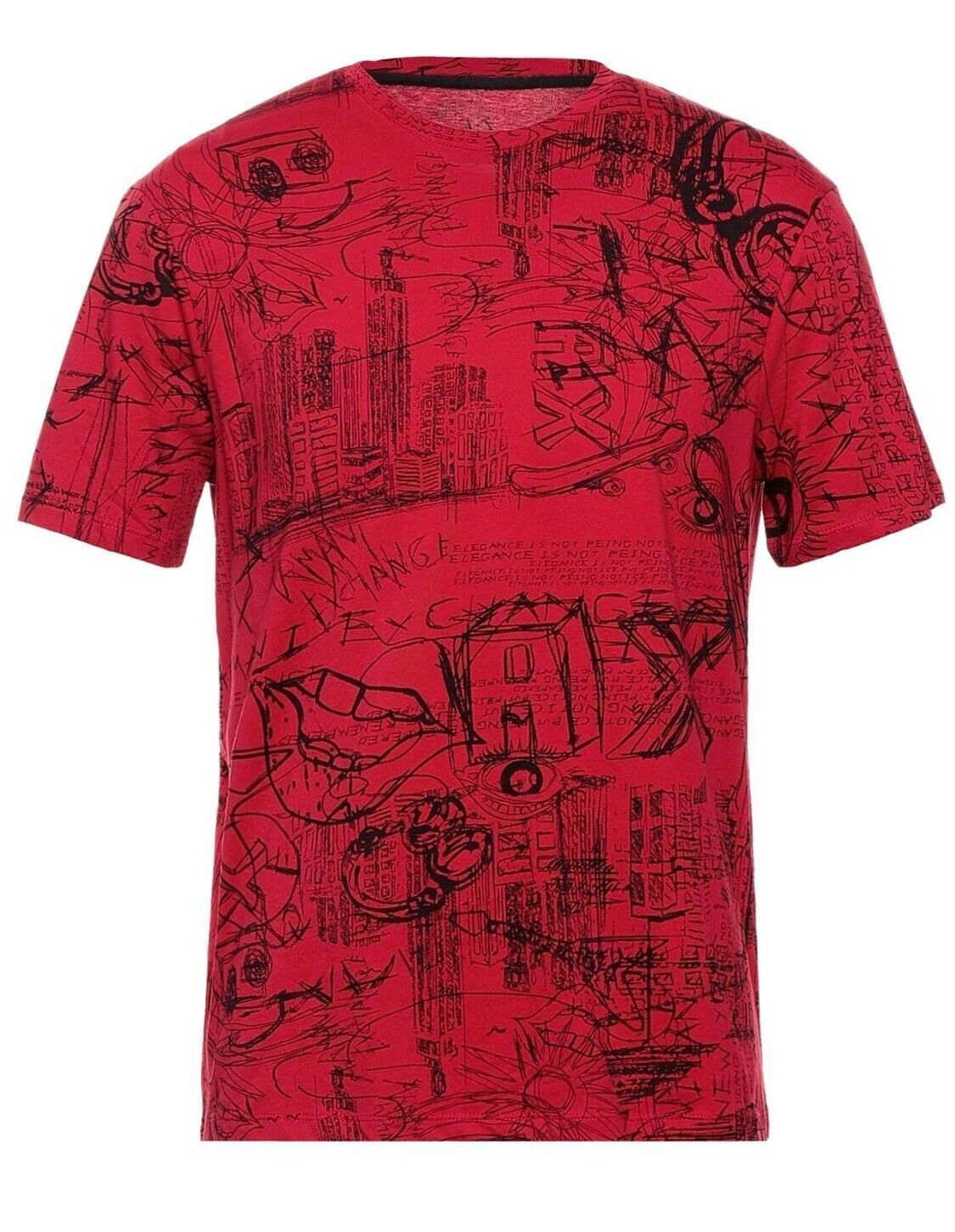 Armani Exchange Red Black Logo Cotton Short Sleeve Men's T-Shirt Size XL - £52.05 GBP