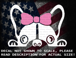 Peeking Boston Terrier Girl With Pink Bow Vinyl Decal US Seller US Made - £5.37 GBP+