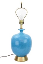 LARGE MID CENTURY MODERN TURQUOISE CERAMIC POTTERY GLAZED LAMP 2 - £239.91 GBP