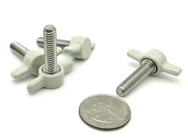 1/4-28&quot; X 1&quot; Fine Thumb Screws Tee Wing Knob  Gray Delrin  SS  4 per package - £9.22 GBP