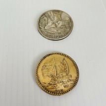 Mardi Gras Doubloon Poseidon 1981 New Orleans Set Of 2 Gold &amp; Silver Color - £38.79 GBP