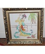 VIN SERIGRAPH TILE  ART PAINTING JAPANESE GEISHA GIRL SIGNED  FRAMED !! ... - $3,669.27 MXN