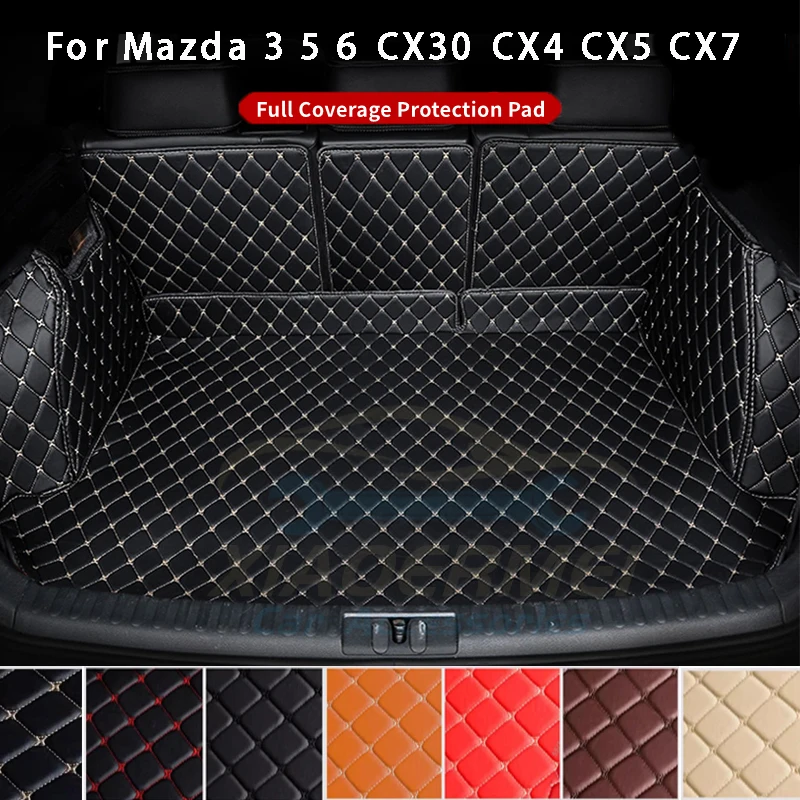 Leather Rear Trunk Mat For Mazda 3 5 6 CX30 CX4 CX5 CX7 Trunk Full Coverage Pad - £41.63 GBP+