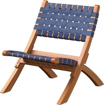 Patio Sense Sava Outdoor Folding Chair | Acacia Wood Construction | Navy Blue - £115.80 GBP
