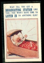 Vintage Paper Postcard Crying Baby Radio Comic Bamforth Broadcasting Station - £10.11 GBP