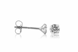 Created Diamond Round Prong Stud Earrings 14K White Gold 0.20Ct - £46.95 GBP