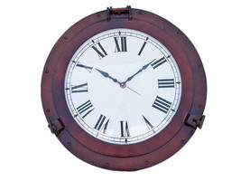 Antique Copper Deluxe Class Porthole Clock 20&quot;&quot; - £189.01 GBP