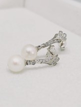 1to finish1 Natural Pearl Diamond Earrings, White Gold, 14K Round Brilliant 0.36 - £315.59 GBP