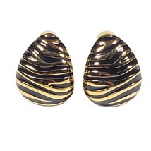 Vintage JOAN RIVERS Clip Earrings Tiger Stripe Animal Print Goldplated Signed - $21.10