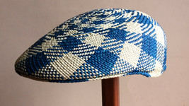 Flat Cap blue/natural for Men Woman Panama hat Straw hat Sun hat Ecuador - £78.95 GBP