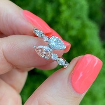 2 Stein 2.02Ct Umgehen Birne Pink Lab Grown Diamant Verlobungsring 14k W... - $1,306.37