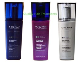 3 Bottles- Tec Italy Metamorfosi Shampoo, Conditioner &amp; Leave in Cream Treatment - £51.43 GBP