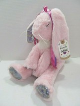 Ganz Hug Me Pink Peony Bunny Ribbon Oil Swirl Shinny Accents HE10434 w/tag 11" - $23.84
