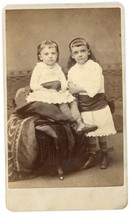 CIRCA 1870&#39;S CDV Two Adorable Affectionate Sister White Dresses Rice Warren, OH - £7.44 GBP